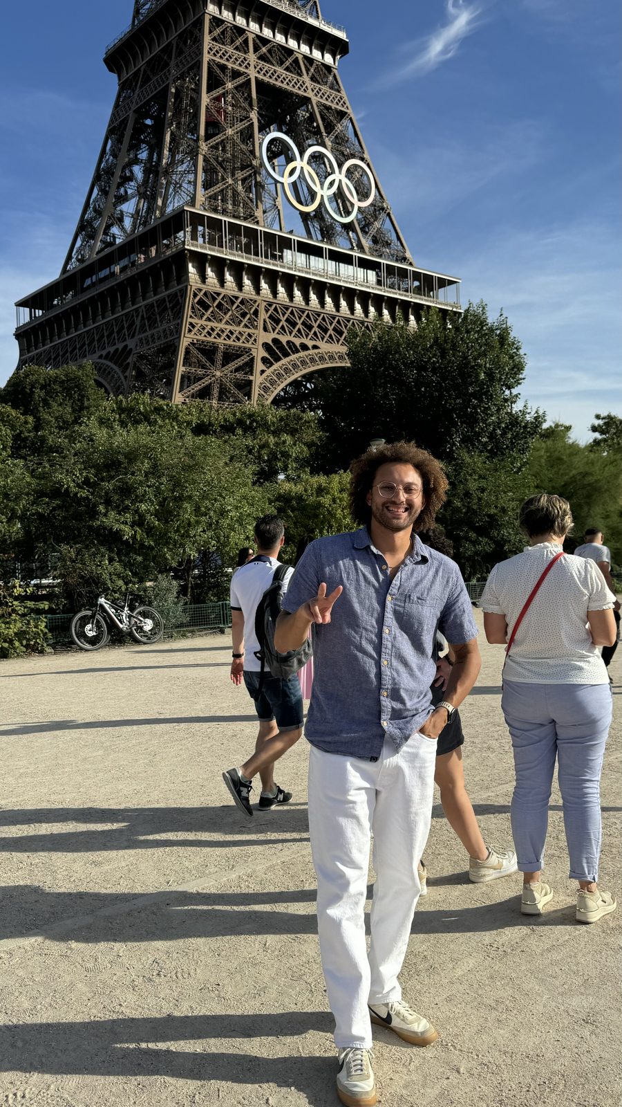 Tyler in front of the Eiffel Tower